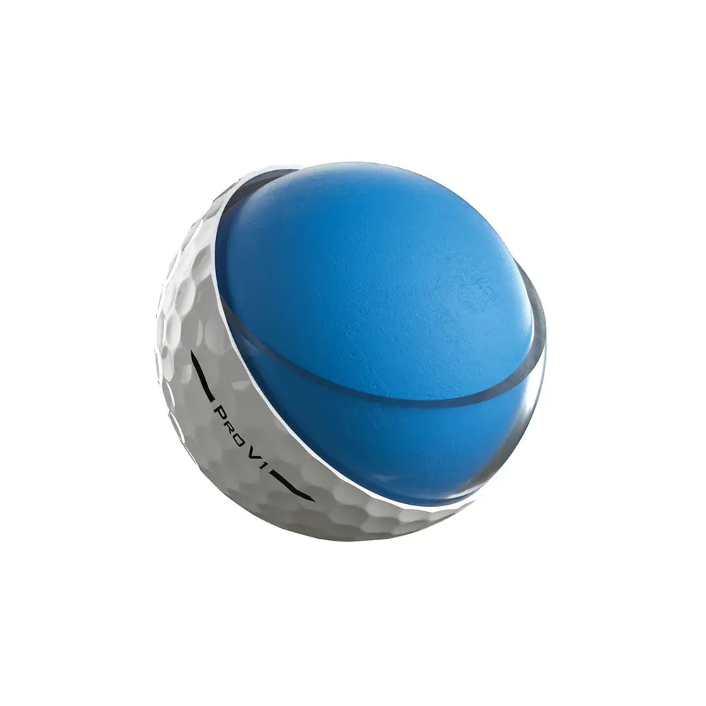 Cutaway of a Titleist golf ball on a white background