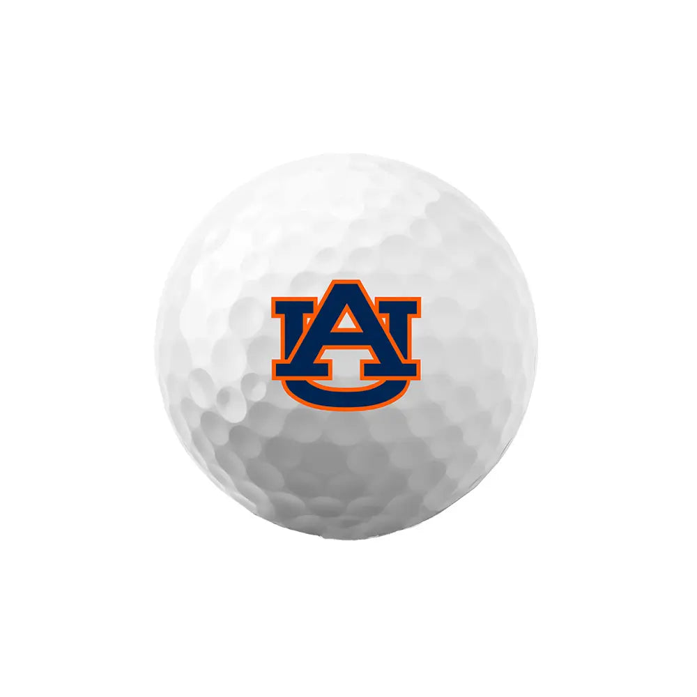 Golf ball with an Auburn logo on a white background