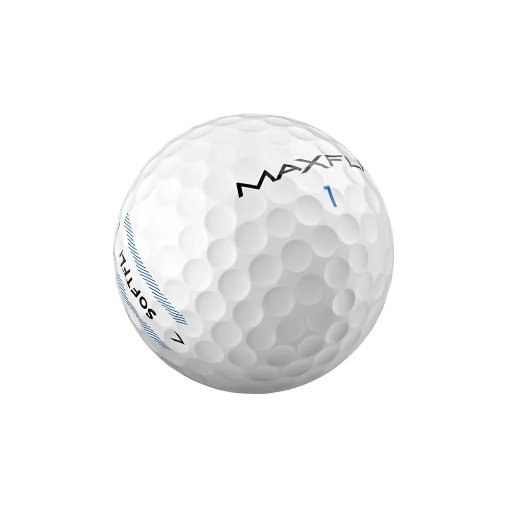 White golf ball with 'MAXFLI' branding on a white background