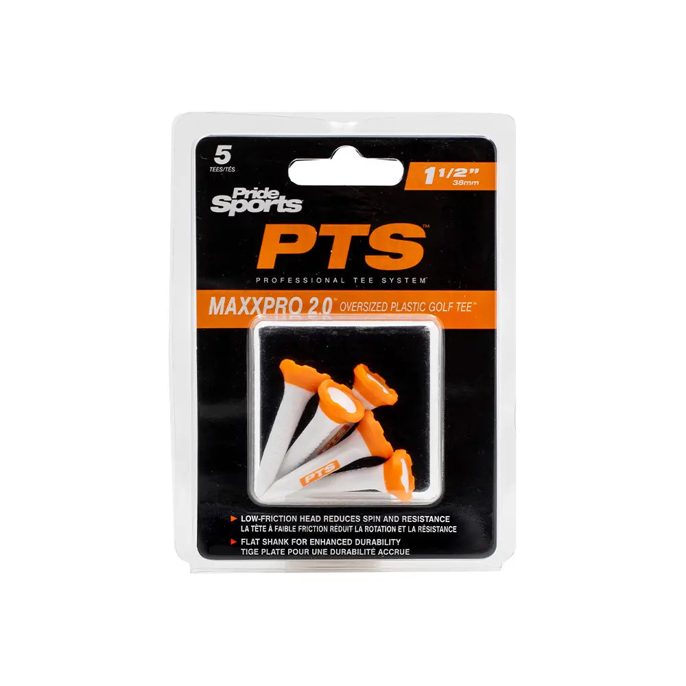 Pack of Pride Sports PTS MaxxPro 2.0 golf tees on a white background