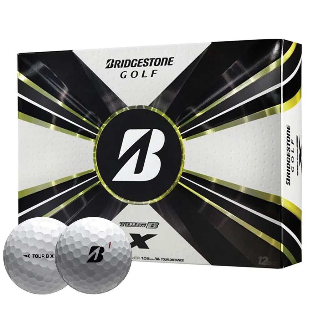 Bridgestone golf balls with packaging on a white background