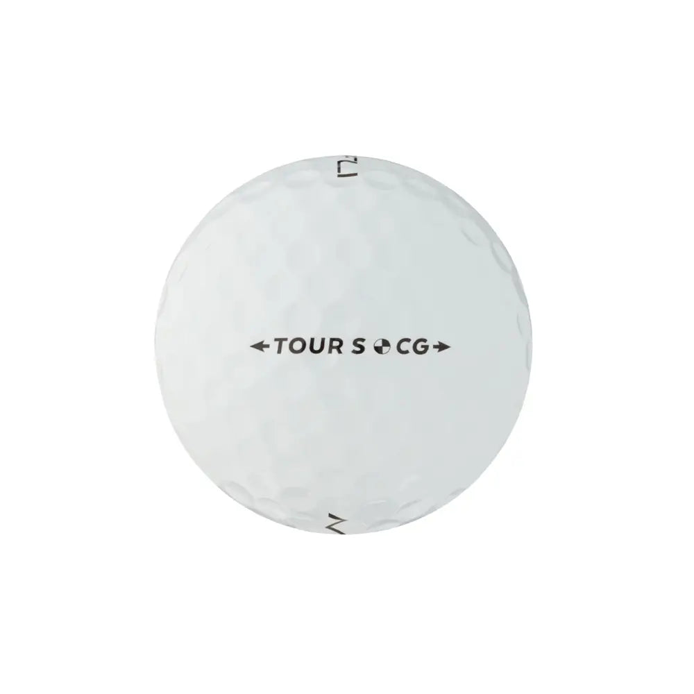 White golf ball with 'TOUR S CG' text on a white background